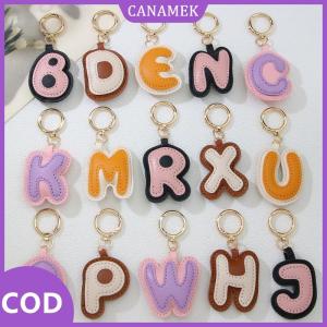 CANAMEK✨ PU da kẹo màu A đến Z ban đầu thư Keychain cho phụ nữ đơn giản thời trang ba lô điện thoại Mặt dây chuyền xe vòng chìa khóa quà tặng đồ trang sức