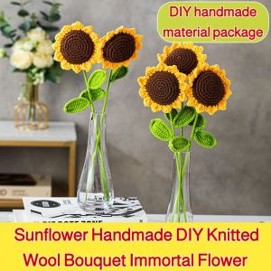 🌻Sunflower Handmade Diy Knitted Wool Bouquet Immortal Flower  Sunflower Flower ValentineS Day MotherS Day Gift   Hand Knitted Woolen Flowers Finished Simulation Tulip Sunflower Bouquets
