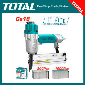 TOTAL TAT81501 2 IN 1 Nailer & Stapler Air Powered 100pcs Magazine Capacity Including 1000pcs Brad Nails+1000pcs Staples