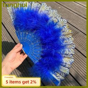 fanghui Lolita Feather Folding Fan Fairy Dark Gothic Court Dance Wedding Party Decor