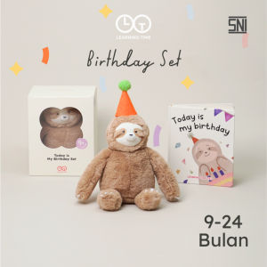 Learning Time Birthday Gift Set Turning 1 Series - Boneka Sloth & Buku Cerita Tekstur Bayi Usia 9-24 Bulan