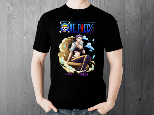 Kaos One Piece Lengan Pendek Cetak Grafis Cartoon Hitam/Putih