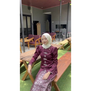 HEGAR STORE- [ Terbaru!!! ] Alana One Set Baju Kurung Melayu Rok Songket Modern | Atasan Baju Kurung Wanita Kekinian | Baju Kondangan Setelan Wanita | Kebaya Pesta Mix Full Payet Bahan Satin Lembut Premium