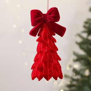 MAOMEI Cắt nhiều lớp Đồ trang trí cây thông Noel bằng nhung Cổ điển Làm thủ công Đồ trang trí treo hình cây cho dịp lễ Phụ kiện chụp ảnh Tự làm Đồ trang trí cây thông Noel mini bàn làm việc Giáng sinh