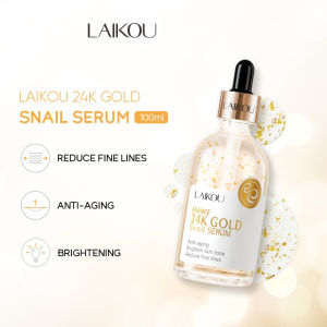 LAIKOU France 24K Gold Snail Serum Anti-aging Fade Wrinkles Essence Repairing Skincare Face Serum 100ml