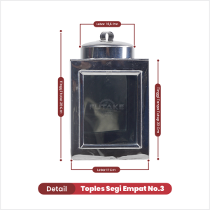 FUTAKE - Toples Kerupuk Stainless Segiempat Kaca Satu All Varian Anti Karat Serbaguna Antik