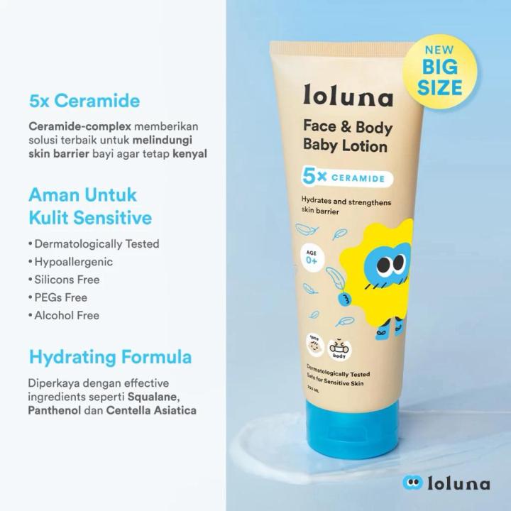 LOLUNA%20Face%20&%20Body%20Baby%20Lotion%20-%20Lotion%20Krim%20Muka%20dan%20Badan%2080ml%20200ml%20Bayi%20dan%20Anak/%20Krim%20untuk%20Newborn/%205x%20Ceramide/%20Melembapkan%20Kulit%20Wajah%20&%20Badan/%20Perawatan%20Kulit%20Kering%20dan%20Sensitif%20-%20Image%205