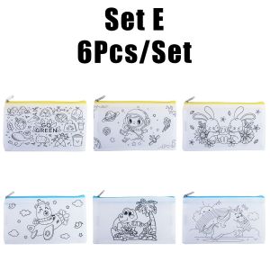 6-12Pcs DIY Graffiti Painting Bag Handmade Loot Bag Pen Bag For Birthday Party Souvenir Giveaway