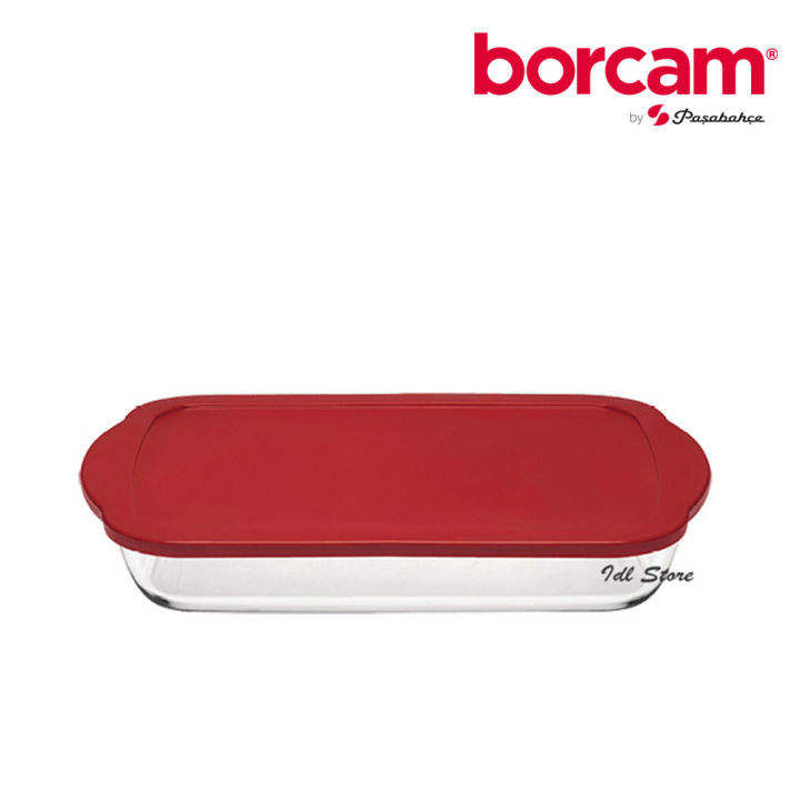 Borcam 3.8L Rectangle Glass Roaster with Plastic Lid / Food Storage