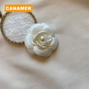 【CANAMEK】 New Fabric Camellia Flower Brooch Velvet Bow Tie Ladies College Style Shirt Collar Pins Vintage Wedding Party Brooches For Women