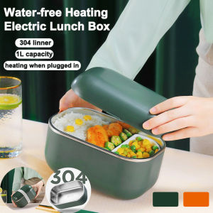 House Life Water-free Heating Electric Lunch Box Hot Meal Artifact Plug-in 304 Stainless Steel 1L Heat Preservation Portable Lunch Box Mini cooker with Meals