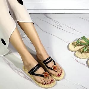 WomenS Summer New Plastic Flip-Flops With Flower Design Dual-Wear Sandals Flat Heel Non-Slip Suitable For Outdoor Beach Wear