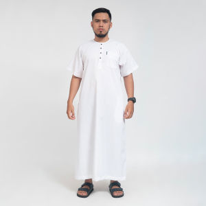 KHOIRUMMAH Jubah Musa - Gamis Pria Dewasa - Jubah Polos Lengan Pendek - Sage