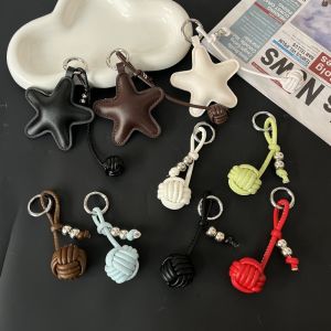 MYCOLOR Five-pointed Star Pu Leather Bag Pendant Weave Balls Creative Star Keychain Lovely Fashion Cherry Keyring Bag Charm