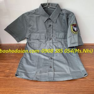 Áo vệ sĩ tay ngắn màu xám vải kaki 65/35 thấm hút mồ hôi- Hình thật