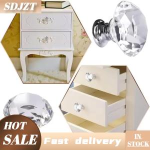 SDJZT 10Pcs 30mm Crystal Clear Diamond Shape Acrylic Cabinet Knobs Cupboard Drawer Pull Kitchen Cabinet Door Wardrobe Handles Hardware