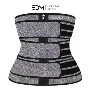 EDM Mens Waist Trimmer Support Trainer Steel Plate Back Support Zipper Sweat Belt for Slimming and Weight Loss Body Shaper