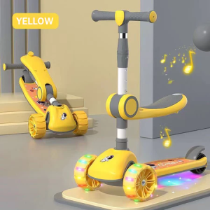 Kids Scooter Kuromi Foldable Adjustable Height With Wheel LED Light skuter Budak For 1-6 Tahun