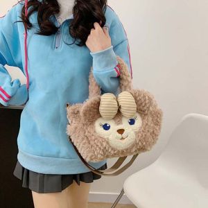 IU MISS PP Cotton Crayon Shin-chan Handbag Plush Soft Cartoon Shoulder Pouch Storage Bag Pink Stitch Square Bag Women
