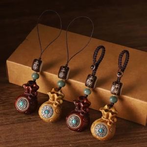 Creative Six Word Mantra Sandalwood Transport Bag Car Keychain Mobile Accessories Pendant2026