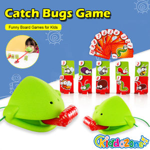 KiddoZone Simulated Lizard Battle Toy Card Toy Frog Tongue Predator Toy Parent-Child Battle Game Funny Board Game For Family Party Toy