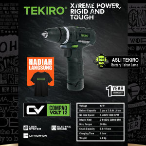 Mesin Bor Pukul Tanpa Kabel 10 mm HEAVY DUTY 12V Baterai Lithium Ion - Cordless Hammer Drill TEKIRO