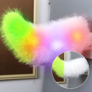 NEXASHOP Fluffy Remote Control Electric Car Tail Colorful Lights Rechargeable Bicycle Wagging Moving Tail Self-adhesive Voice Control Fox Tail All Vehicles