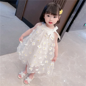 Dress Anak Perempuan Import Motif Kupu-Kupu Putih 3 Dimensi Baju Umur 2 5 6 7 Tahun Mister Meow