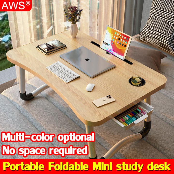 Foldable Laptop Table (LIGHT BROWN) Portable Breakfast Serving Bed Tray