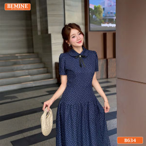 [ DUY NHẤT 15-17.10-VOUCHER 40K ]Đầm thiết kế BEMINE cổ sen đũi mây in họa tiết dáng dài phù hợp đi chơi-B634