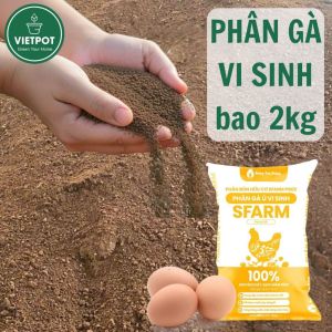 Phân gà ủ vi sinh dạng bột VIETPOT SFARM bao 2kg giàu dinh dưỡng và không chứa tạp chất.