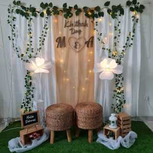 Dekorasi Lamaran Tunangan Backdrop Nikahan PhotoBooth Paket Mulia RR Paket Dekorasi Foto Booth Backdrop Kain Putih Elegan Dekorasi Ulang Tahun Diy Lampu Tumblr Untuk Acara - Lazada