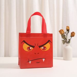 JING 4PCS Waterproof Non Woven Tote Bag Non Woven Portable Size Halloween Gift Bag Cute Reusable Candy Gift Bags Halloween Party