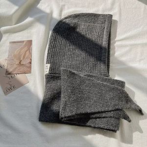 Korean Balaclava Bonnet Women Skullies Beanies Hat Scarf One-piece Thickened Warm Neck Protection Winter Accessories Knitted Caps