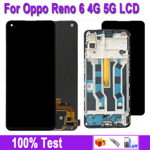 Super AMOLED LCD Display For Oppo Reno6 4G CPH2235 LCD Display Screen Touch Panel Digitizer For Reno 6 5G PEQM00 CPH2251 Display Fingerprint