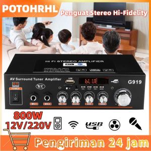1000W G919/G919H/G20/G30 Mini Amplifier 12V/220V FM SD HiFi Bluetooth 5.0 Stereo Audio Player Power Amplifier 2 Channel AMP Audio Player Car Audio
