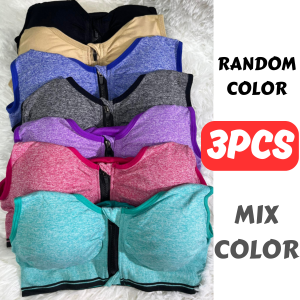 🇲🇾 STOCK KL FELLO 100% Cotton Plus Size Women Fashion Training Exercise Open Front Zips Running Gym Yoga Hiking Fitness Tops Zip Sport Bra