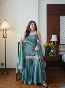 [PRE-ORDER 15 DAYS] READYMADE EMBROIDERED GEORGETTE PAKISTANI SHARARA PLAZZO SUIT {ETA:2026-12-31}