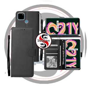 Case  Untuk  REALME C21 / C21Y Soft  Case Dompet Flip Cover Leather Premium Sarung Buku HP