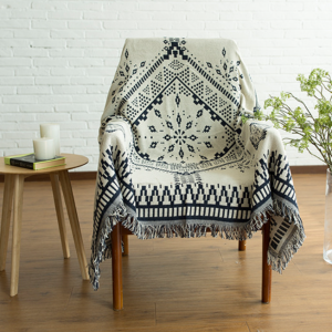 Bohemian Cotton Woven Blanket Throw with Fringe Reversible Sofa Towel Knitted Couch Tassels Blanket Sofa Cover for Bed Chair Home Office Decor
