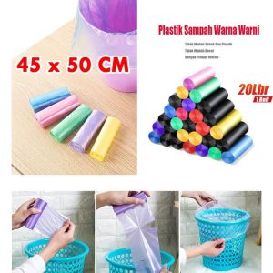 KANTONG TAS SAMPAH ROLL DENGAN / TANPA TALI 45X50CM DENGAN ISI 15 LEMBAR KANTONG PLASTIK GULUNG PLASTIC TRASH