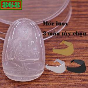 Mặt dây chuyền Phật A di đà mã não trắng 2.2 x 3.6cm 2.9 x 4.5cm kèm móc inox Phật bản mệnh