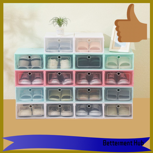 (1 Unit) Stackable Shoe Box Organizer for Shoes Storage, Clear Plastic ...