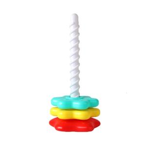 Colorful Plastic Stacking Tower with Rotating Base Sensorys Learning Toy for Toddlers Motor Skills and Creativity Growth