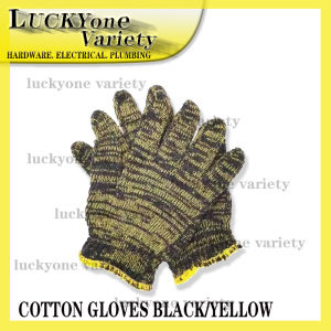 COTTON GLOVES BLACK/YELLOW (1PAIR)