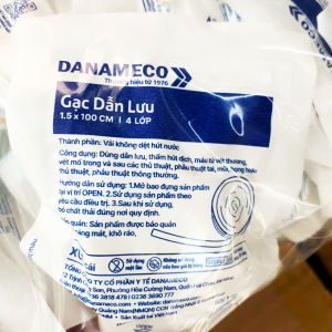 Gạc DANAMECO dẫn lưu tiệt trùng – Cuộn gạc 1.5x100cm 0.75x100cm 4 lớp dùng trong phẫu thuật