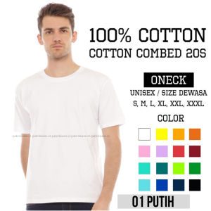 Kaos Polos Oversize Putih hitam navy combed 20s pria wanita premium PUTIH