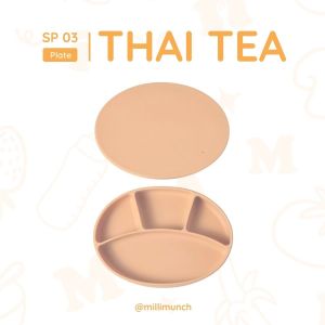 Millimunch ถาดหลุมซิลิโคนแบบดูดโต๊ะพร้อมฝาปิด Silicone plate food grade  BPA Free