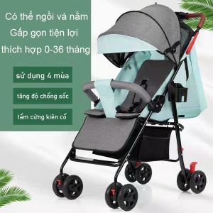 Xe Đẩy Em Bé Xe Nôi Em Bé Gấp Gọn 3 Tư Thế Ngồi Ngả Nằm Cho Trẻ Sơ Sinh Từ 0-3 Tuổi Bánh Xe Chống Sốc Cao Cấp