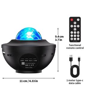 Thân mỏng 9.4cm | Đèn hiệu ứng nước thông minh 4in1:ĐKTX+Bluetooth+Laser+Loa ánh sáng theo nhạc